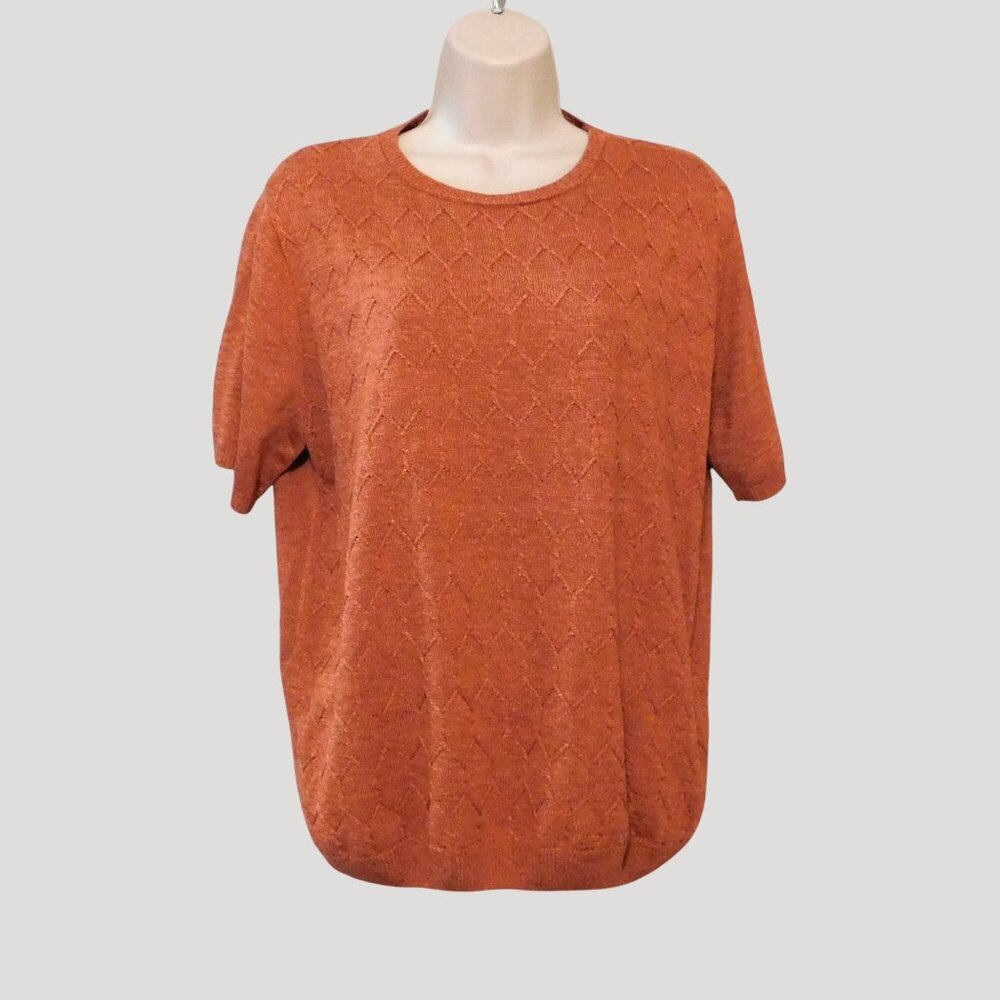 Alfred Dunner Pullover Sweater Womens XL Rust Diamond Knit Acrylic